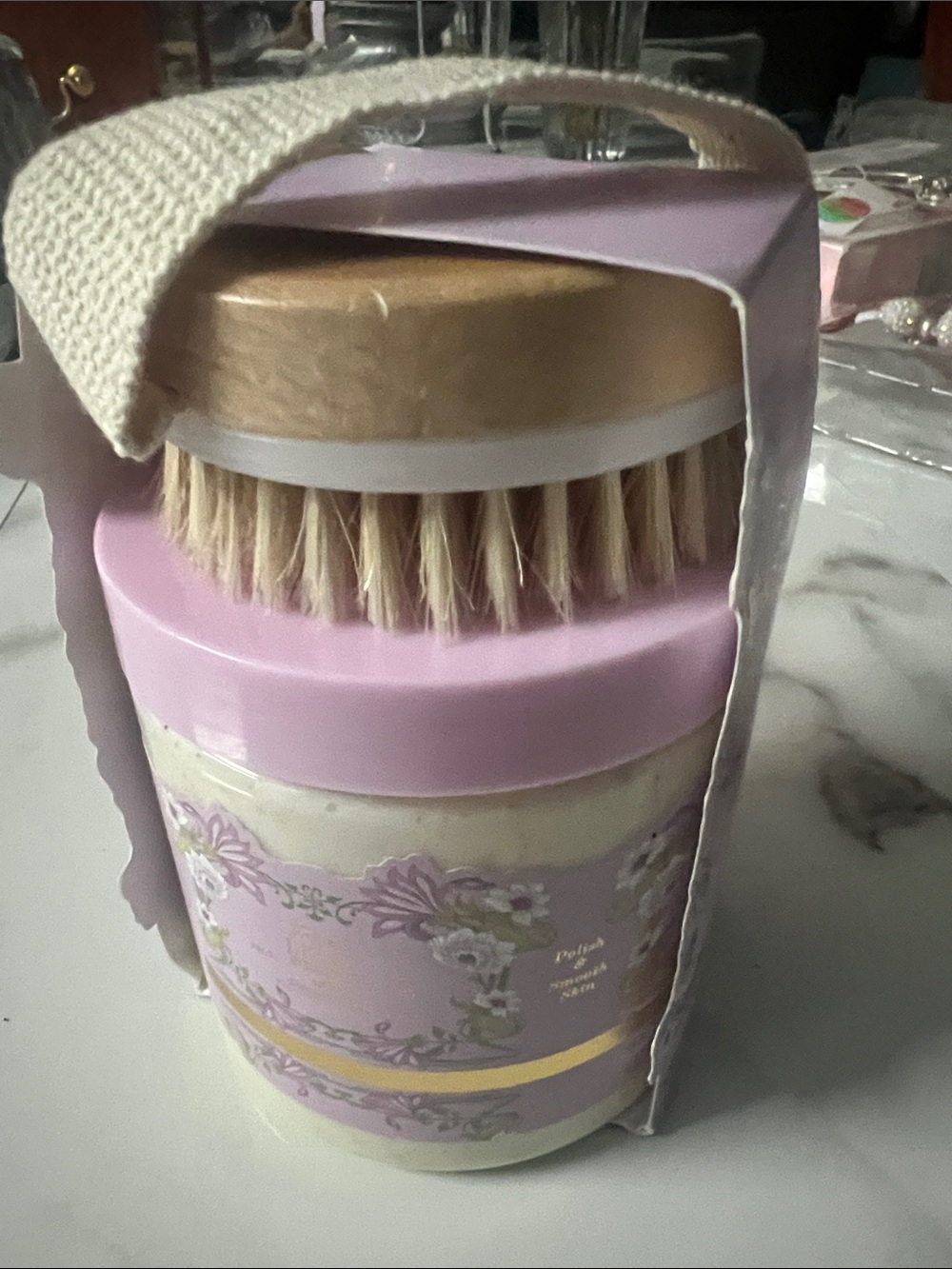 Lavender Body Brush & Cream Set - Women Bath & Body